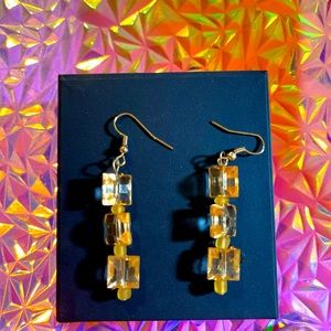 New hand made Gold/yellowish glass pierced earrings.